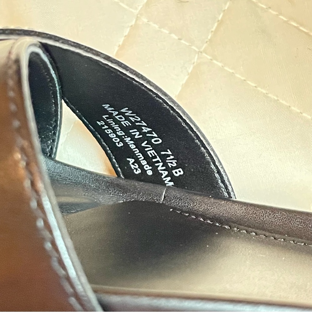 Cole Haan Black Leather Crisscross Ankle Strap Sandals with Gold Buckle - Picture 4 of 11